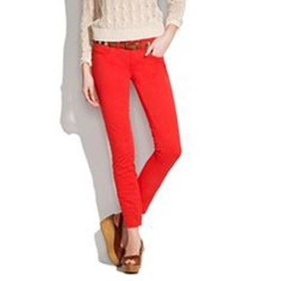 Madewell Denim - Madewell Skinny Skinny Colorpop Red Coral Mid rise